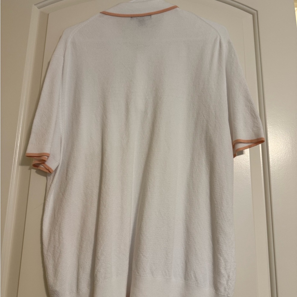 Banana Republic White Jax Sweater Polo with Peach Trim - Picture 2 of 3